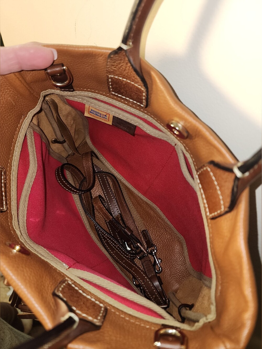 Dooney And Bourke Brown Pebbled Leather Satchel Tassels Crossbody - Picture 8 of 8